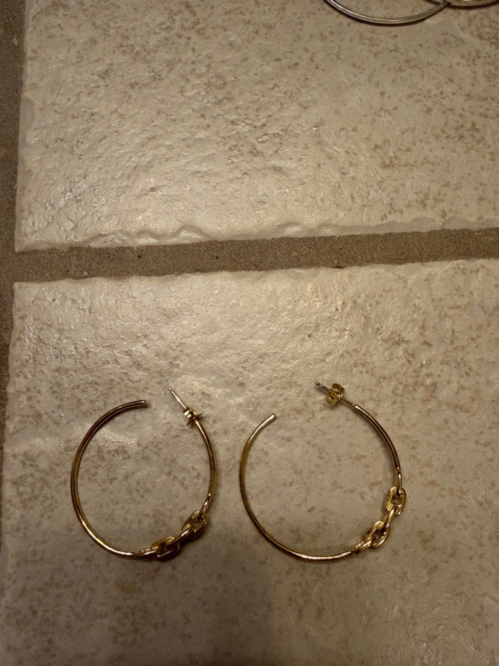 Gold Chain Accent Hoop Earrings - Women Jewelry